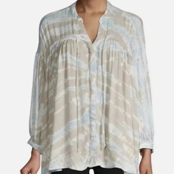 YOUNG FABULOUS & BROKE Tress Button Front Tie Dye Boho Coastal Size S - Picture 5 of 6